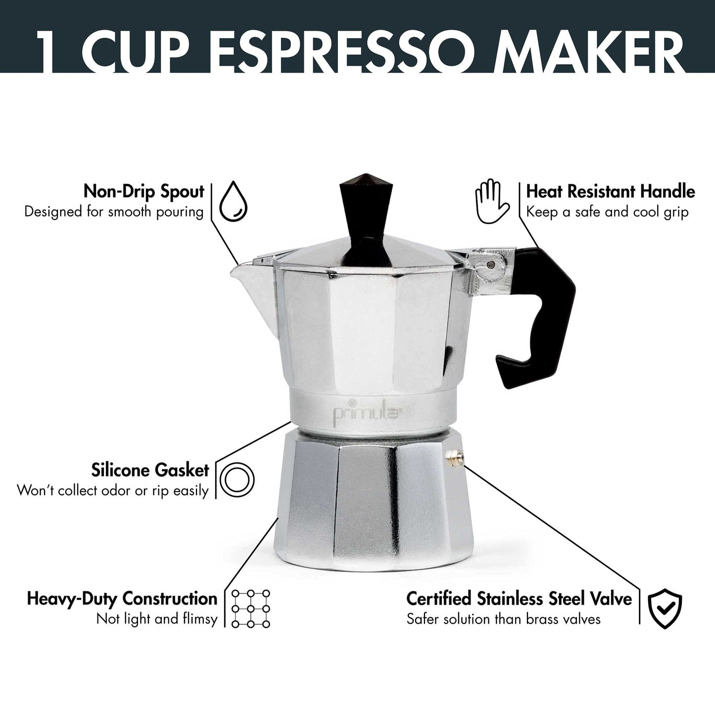 Primula Classic Stovetop Espresso and Coffee Maker- 1 Cup